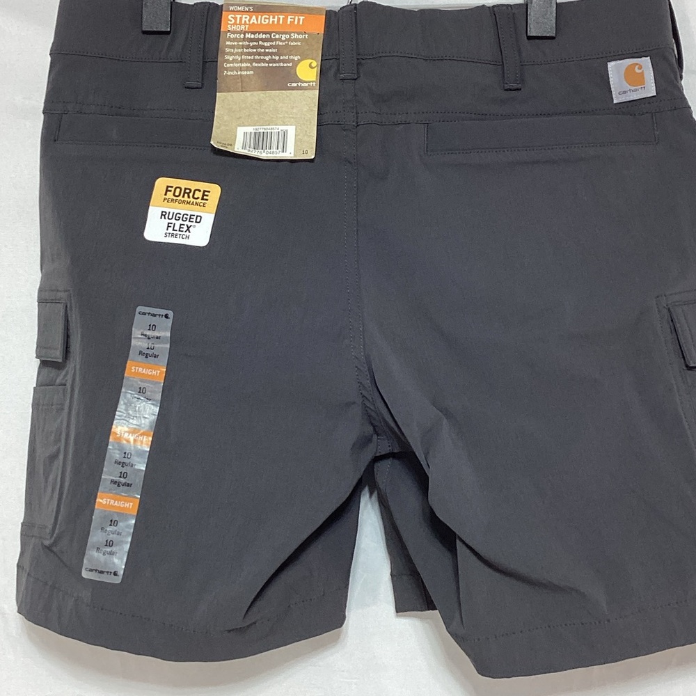 NWT Carhartt Women's Force Madden Gray Cargo shorts size 10 - Picture 4 of 10